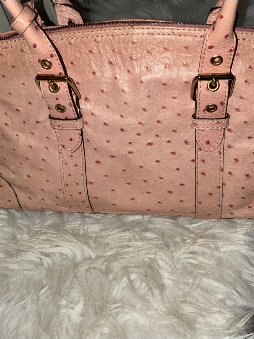 Dooney & Bourke Pink ostrich leather domed satchel purse - Picture 14 of 16